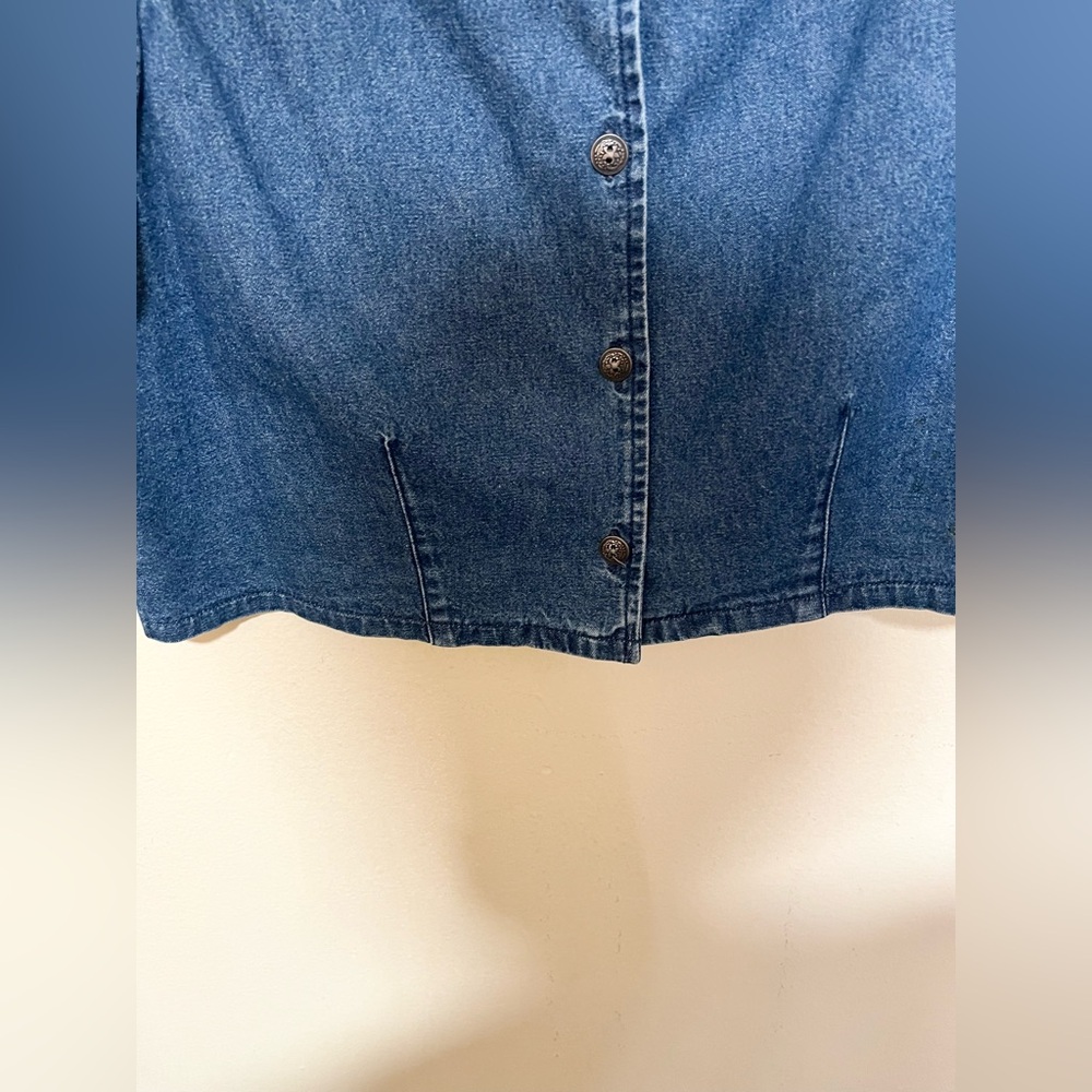 Vintage 90’s Bobbie Brooks Denim Vest L Embroidered Floral Cotton Festival - Picture 4 of 9